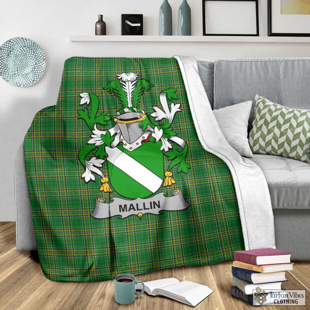 Tartan Vibes Clothing Mallin Irish Clan Tartan Blanket with Coat of Arms