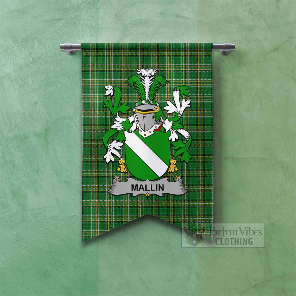 Tartan Vibes Clothing Mallin Irish Clan Tartan Gonfalon, Tartan Banner with Coat of Arms