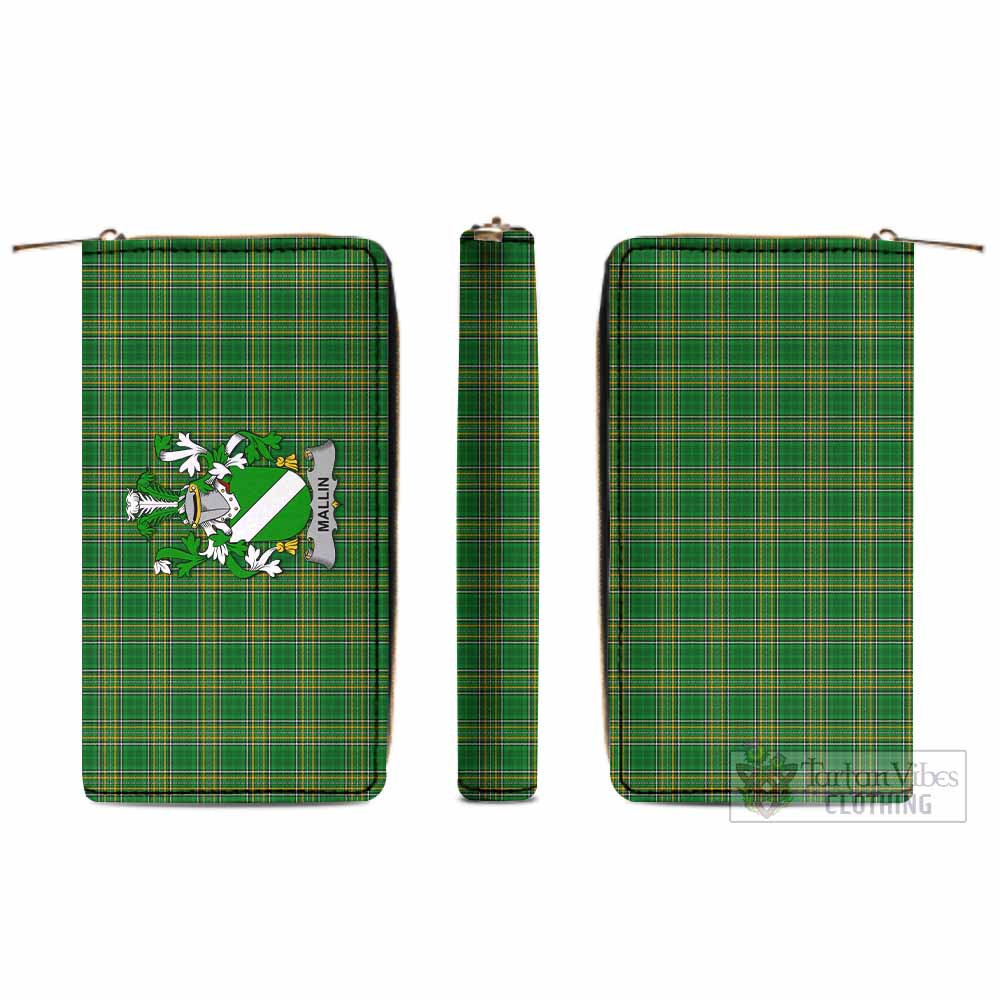 Tartan Vibes Clothing Mallin Irish Clan Tartan Women's Leather Wallet with Coat of Arms