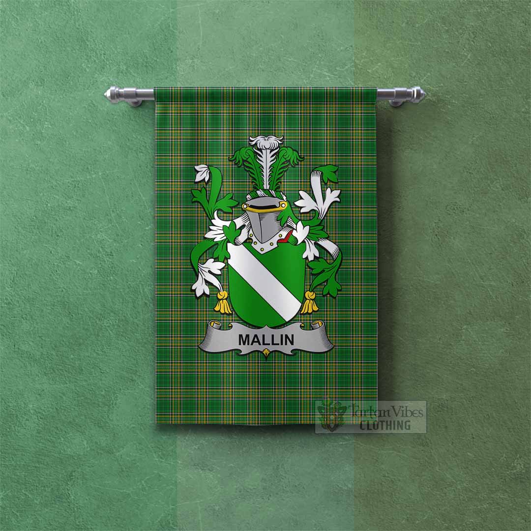 Tartan Vibes Clothing Mallin Irish Clan Tartan Gonfalon, Tartan Banner with Coat of Arms