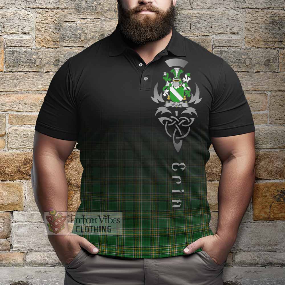 Tartan Vibes Clothing Mallin Irish Clan Polo Shirt with Coat of Arms Erin Go Bragh Celtic Inspired