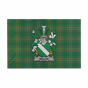 Mallin Irish Clan Tartan House Flag with Coat of Arms
