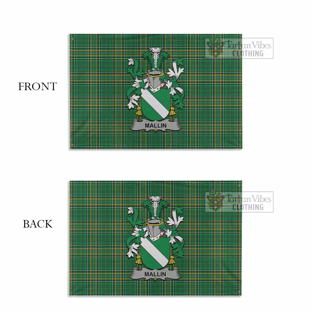 Tartan Vibes Clothing Mallin Irish Clan Tartan House Flag with Coat of Arms