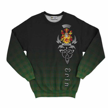 Tartan Vibes Clothing Mallory Irish Clan Sweatshirt with Coat of Arms Erin Go Bragh Celtic Inspired