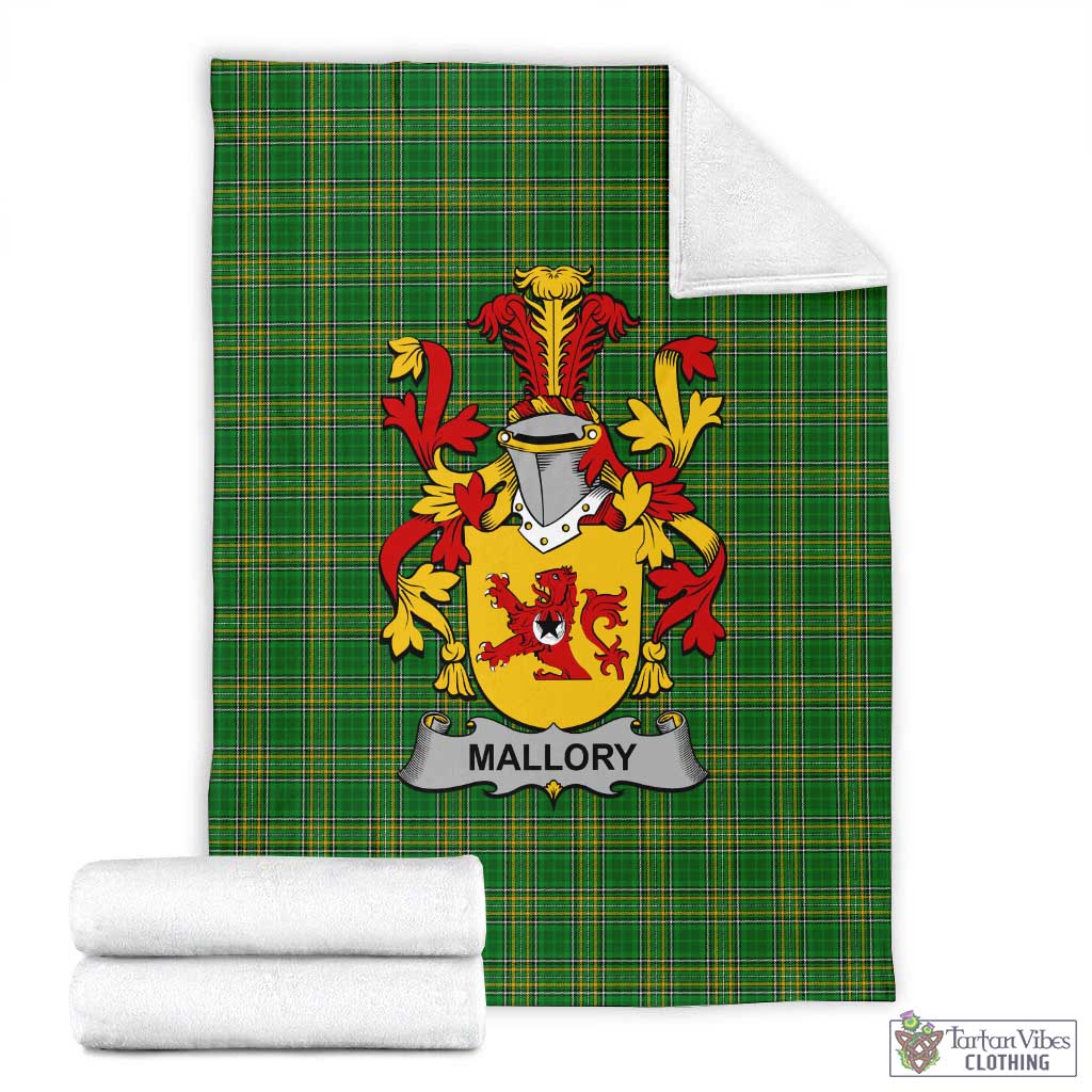 Mallory Irish Clan Tartan Blanket with Coat of Arms X-Large 59 x 79 inches 150 x 200 cm - Tartan Vibes Clothing