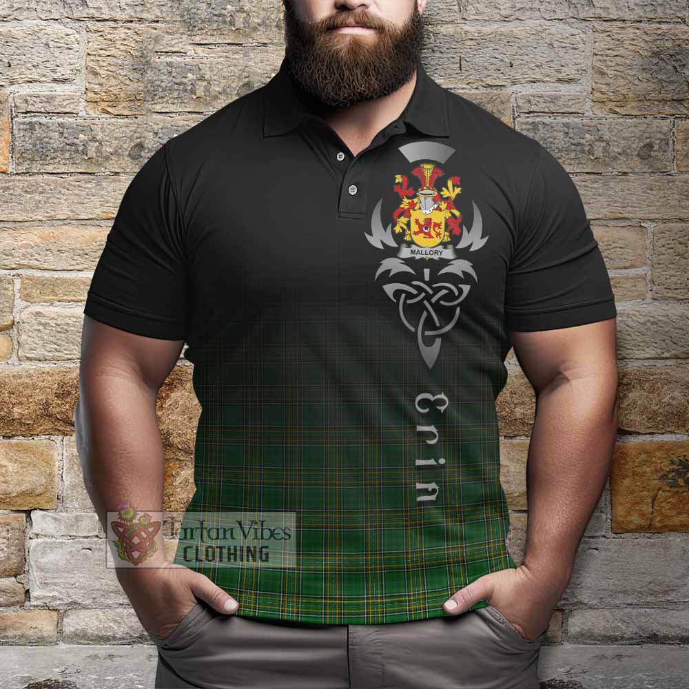 Tartan Vibes Clothing Mallory Irish Clan Polo Shirt with Coat of Arms Erin Go Bragh Celtic Inspired