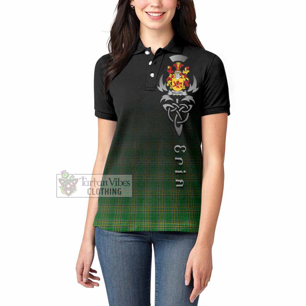 Tartan Vibes Clothing Mallory Irish Clan Women's Polo Shirt with Coat of Arms Erin Go Bragh Celtic Inspired