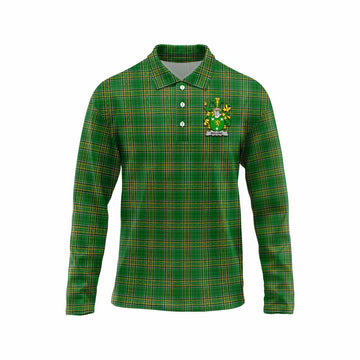 Malone Irish Clan Tartan Long Sleeve Polo Shirt with Coat of Arms Unisex - Tartan Vibes Clothing