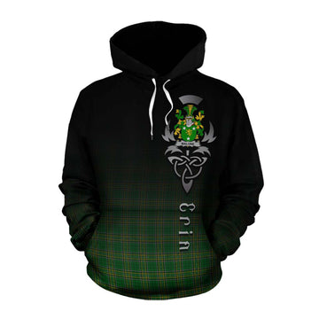 Tartan Vibes Clothing Malone Irish Clan Cotton Hoodie with Coat of Arms Erin Go Bragh Celtic Inspired