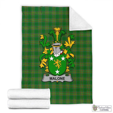 Tartan Vibes Clothing Malone Irish Clan Tartan Blanket with Coat of Arms
