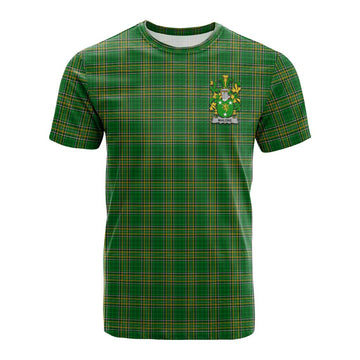 Tartan Vibes Clothing Malone Irish Clan Tartan Cotton T-shirt with Coat of Arms