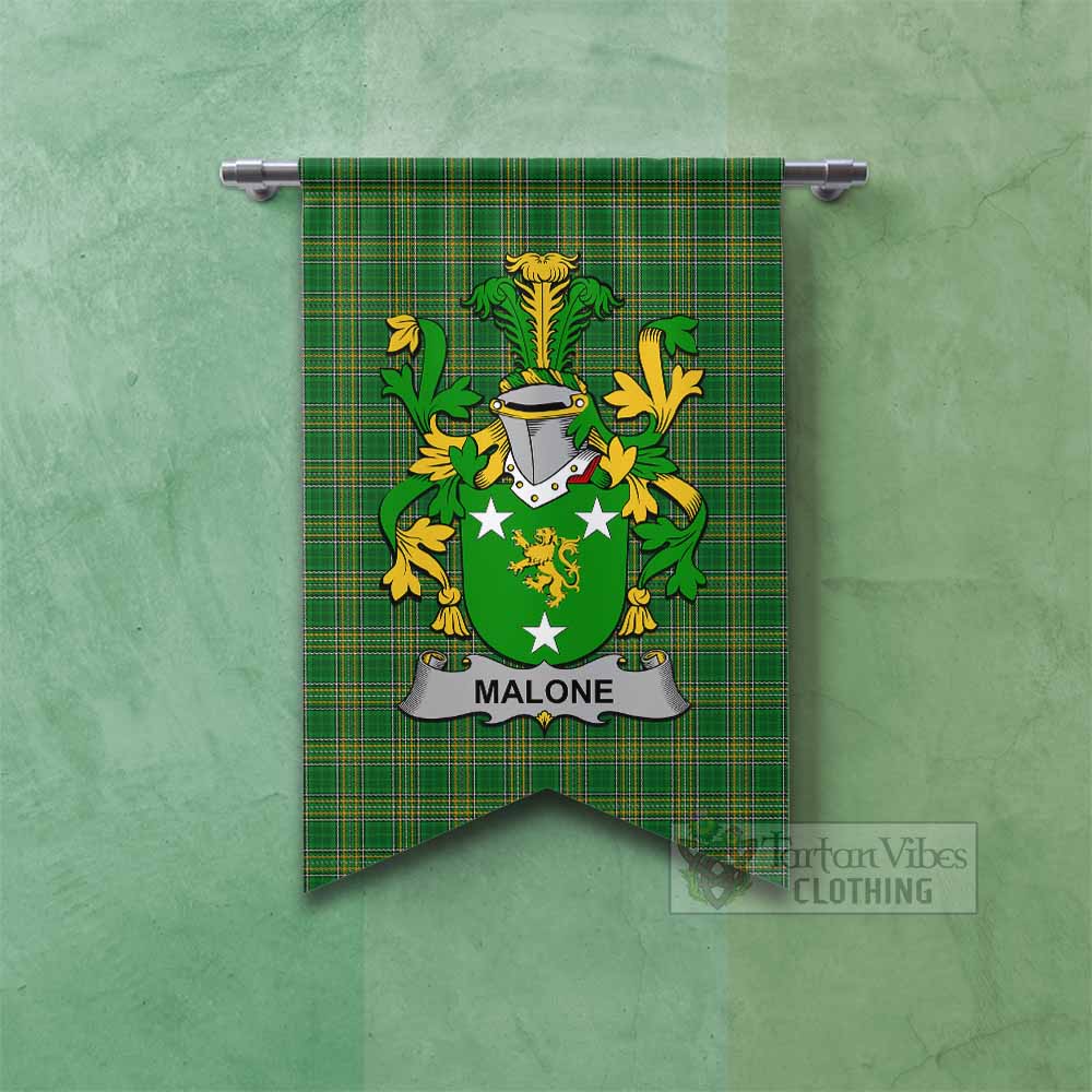 Malone Irish Clan Tartan Gonfalon, Tartan Banner with Coat of Arms Fishtail - Tartan Vibes Clothing