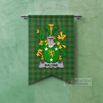 Malone Irish Clan Tartan Gonfalon, Tartan Banner with Coat of Arms