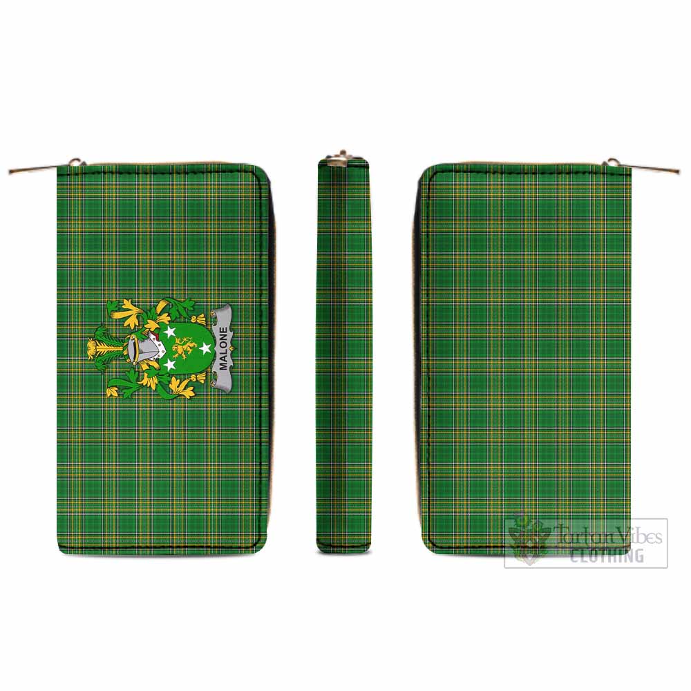 Tartan Vibes Clothing Malone Irish Clan Tartan Women's Leather Wallet with Coat of Arms