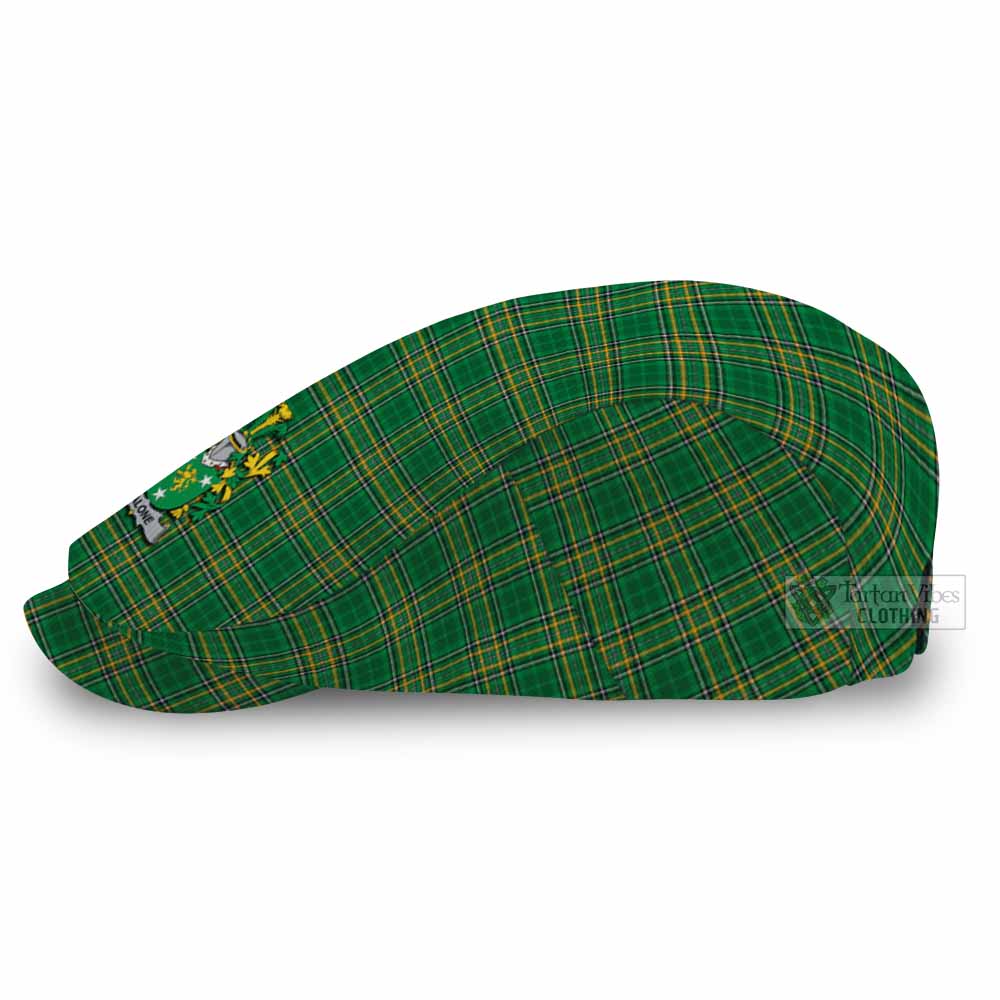 Malone Irish Clan Tartan Jeff Cap, Tartan Flat Cap with Coat of Arm - Tartan Vibes Clothing