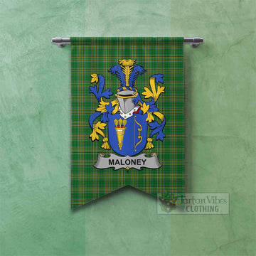Tartan Vibes Clothing Maloney Irish Clan Tartan Gonfalon, Tartan Banner with Coat of Arms