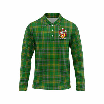 Malpas Irish Clan Tartan Long Sleeve Polo Shirt with Coat of Arms Unisex - Tartan Vibes Clothing
