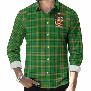 Malpas Irish Clan Tartan Long Sleeve Button Up with Coat of Arms Men's Shirt - Tartan Vibes Clothing