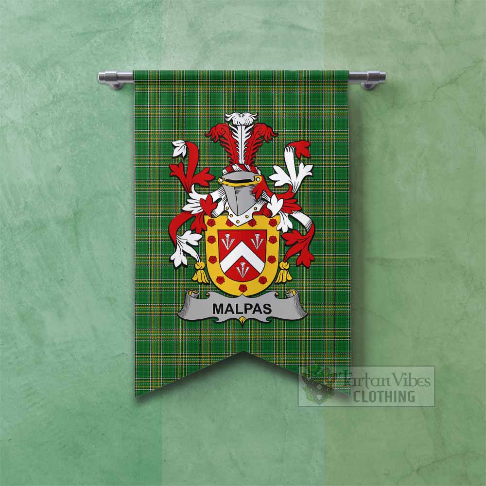 Tartan Vibes Clothing Malpas Irish Clan Tartan Gonfalon, Tartan Banner with Coat of Arms