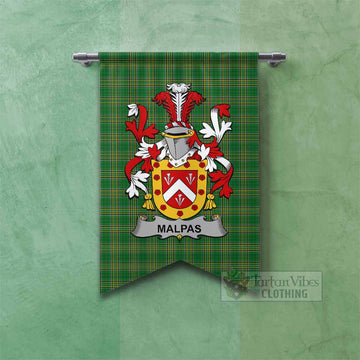 Malpas Irish Clan Tartan Gonfalon, Tartan Banner with Coat of Arms