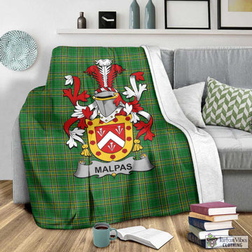 Tartan Vibes Clothing Malpas Irish Clan Tartan Blanket with Coat of Arms