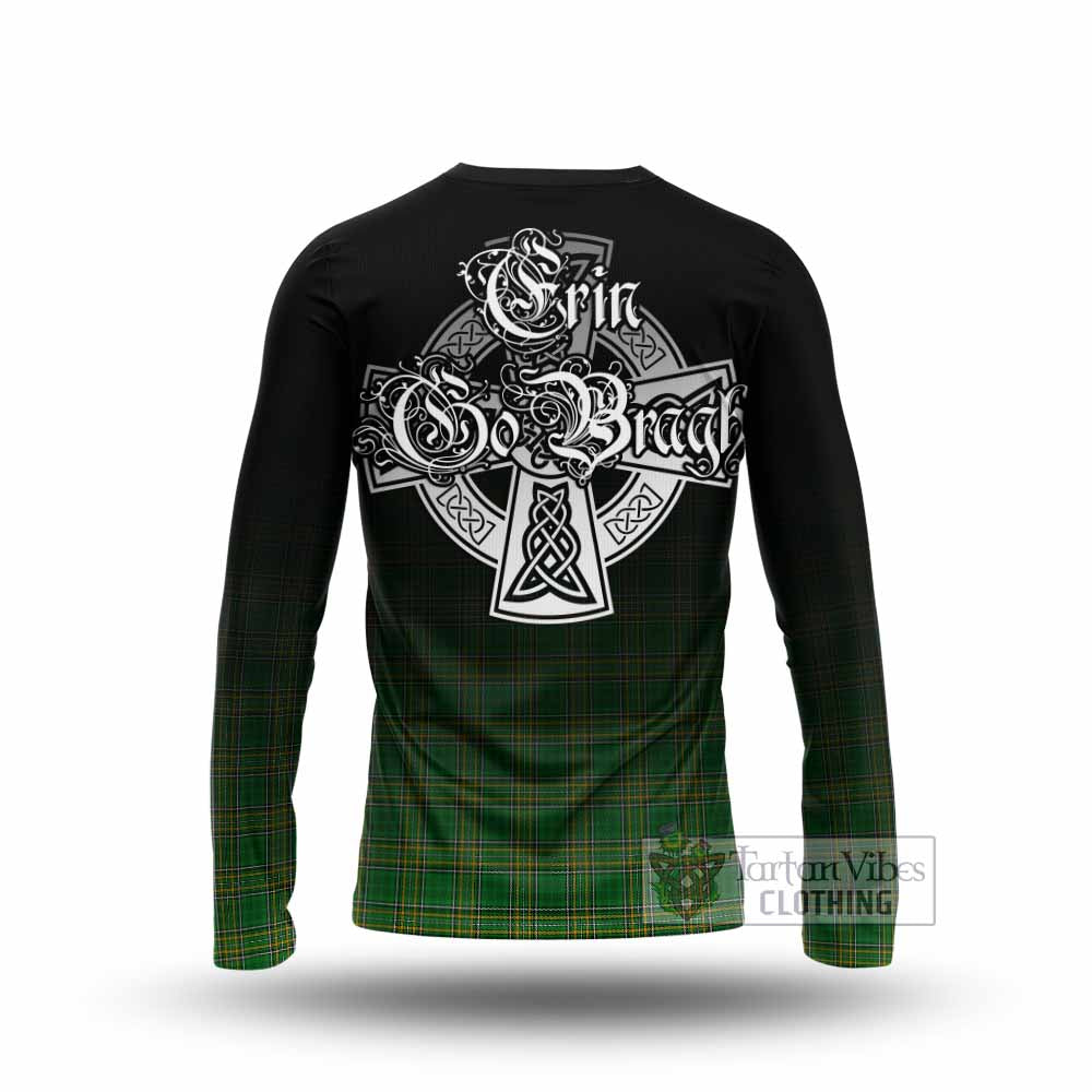 Tartan Vibes Clothing Malpas Irish Clan Long Sleeve T-Shirt with Coat of Arms Erin Go Bragh Celtic Inspired