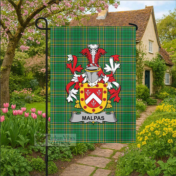 Malpas Irish Clan Tartan Garden Flag with Coat of Arms