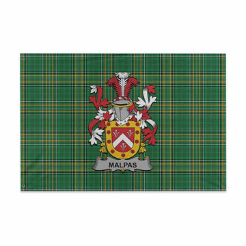 Malpas Irish Clan Tartan House Flag with Coat of Arms