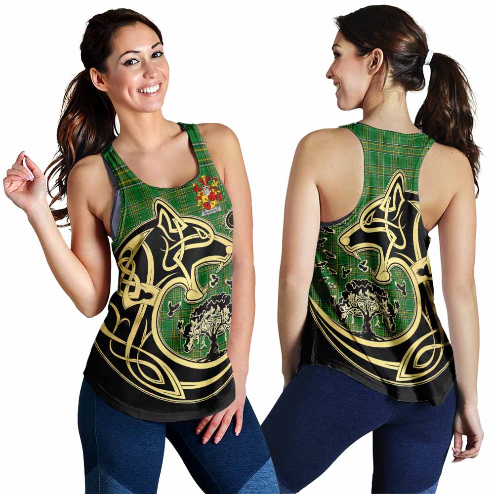 Tartan Vibes Clothing Mandevile Irish Tartan Women's Racerback Tanks with Coat of Arms Celtic Wolf Style