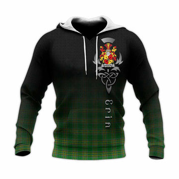 Tartan Vibes Clothing Mandevile Irish Clan Knitted Hoodie with Coat of Arms Erin Go Bragh Celtic Inspired