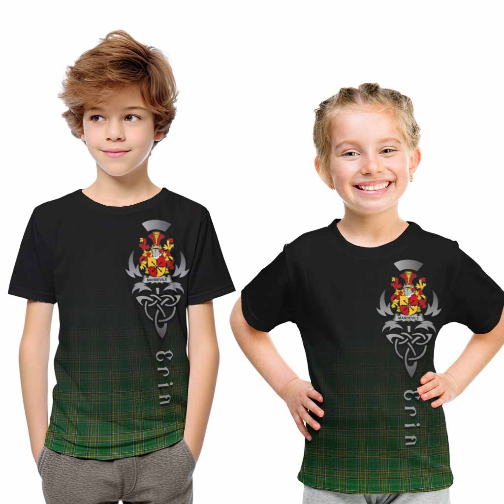Tartan Vibes Clothing Mandevile Irish Clan Kid T-Shirt with Coat of Arms Erin Go Bragh Celtic Inspired