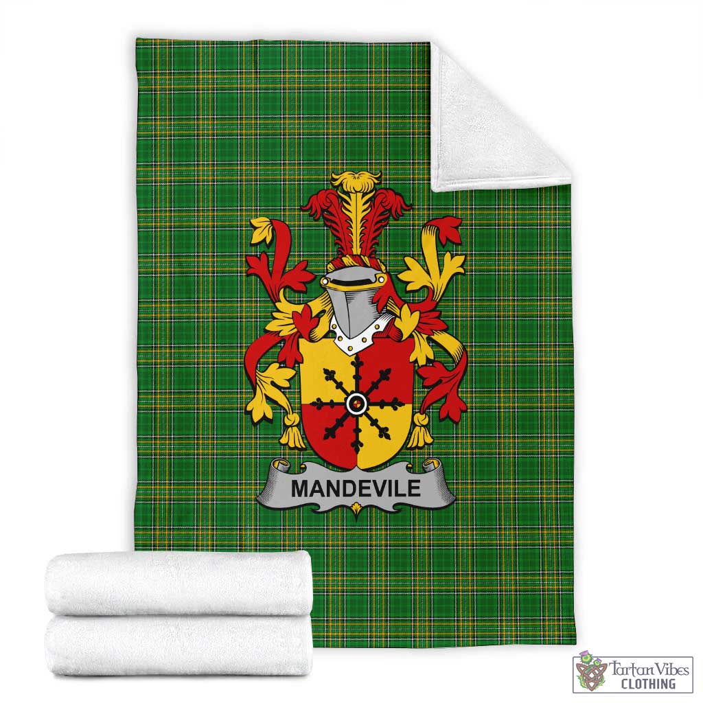 Mandevile Irish Clan Tartan Blanket with Coat of Arms X-Large 59 x 79 inches 150 x 200 cm - Tartan Vibes Clothing