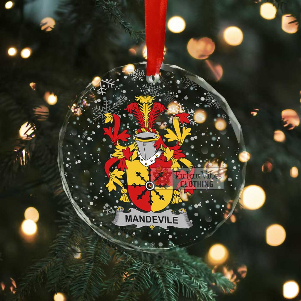 Tartan Vibes Clothing Mandevile Irish Clan Christmas Glass Ornament with Coat of Arms