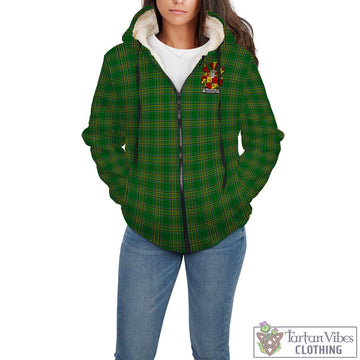 Mandevile Irish Clan Tartan Sherpa Hoodie with Coat of Arms - Tartan Vibes Clothing