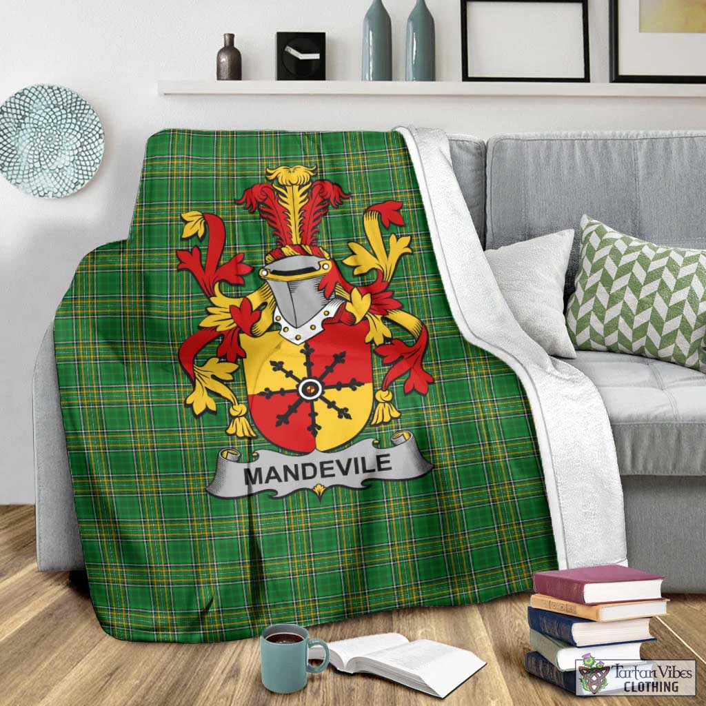 Mandevile Irish Clan Tartan Blanket with Coat of Arms - Tartan Vibes Clothing