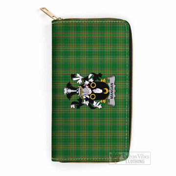 Tartan Vibes Clothing Mangan Irish Clan Tartan Women's Leather Wallet with Coat of Arms