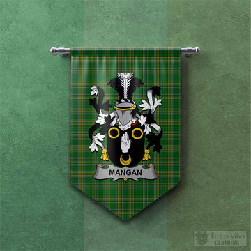 Tartan Vibes Clothing Mangan Irish Clan Tartan Gonfalon, Tartan Banner with Coat of Arms