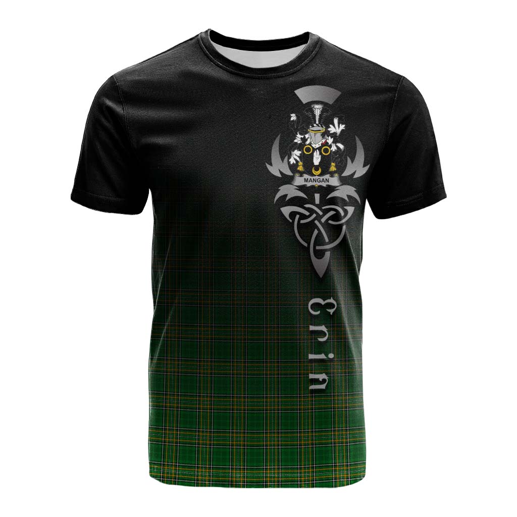 Tartan Vibes Clothing Mangan Irish Clan Cotton T-shirt with Coat of Arms Erin Go Bragh Celtic Inspired