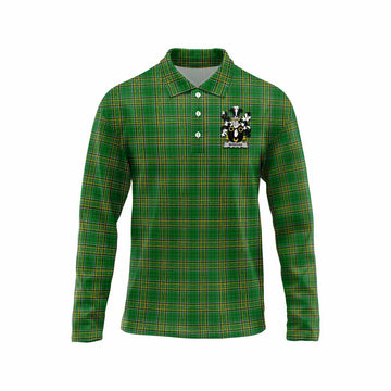 Mangan Irish Clan Tartan Long Sleeve Polo Shirt with Coat of Arms Unisex - Tartan Vibes Clothing