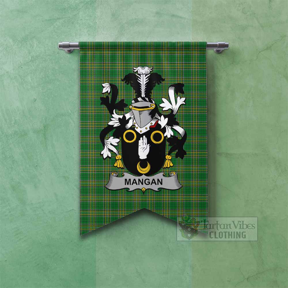 Tartan Vibes Clothing Mangan Irish Clan Tartan Gonfalon, Tartan Banner with Coat of Arms
