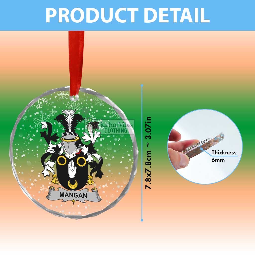 Mangan Irish Clan Christmas Glass Ornament with Coat of Arms - 2D-tartanvibesclothing
