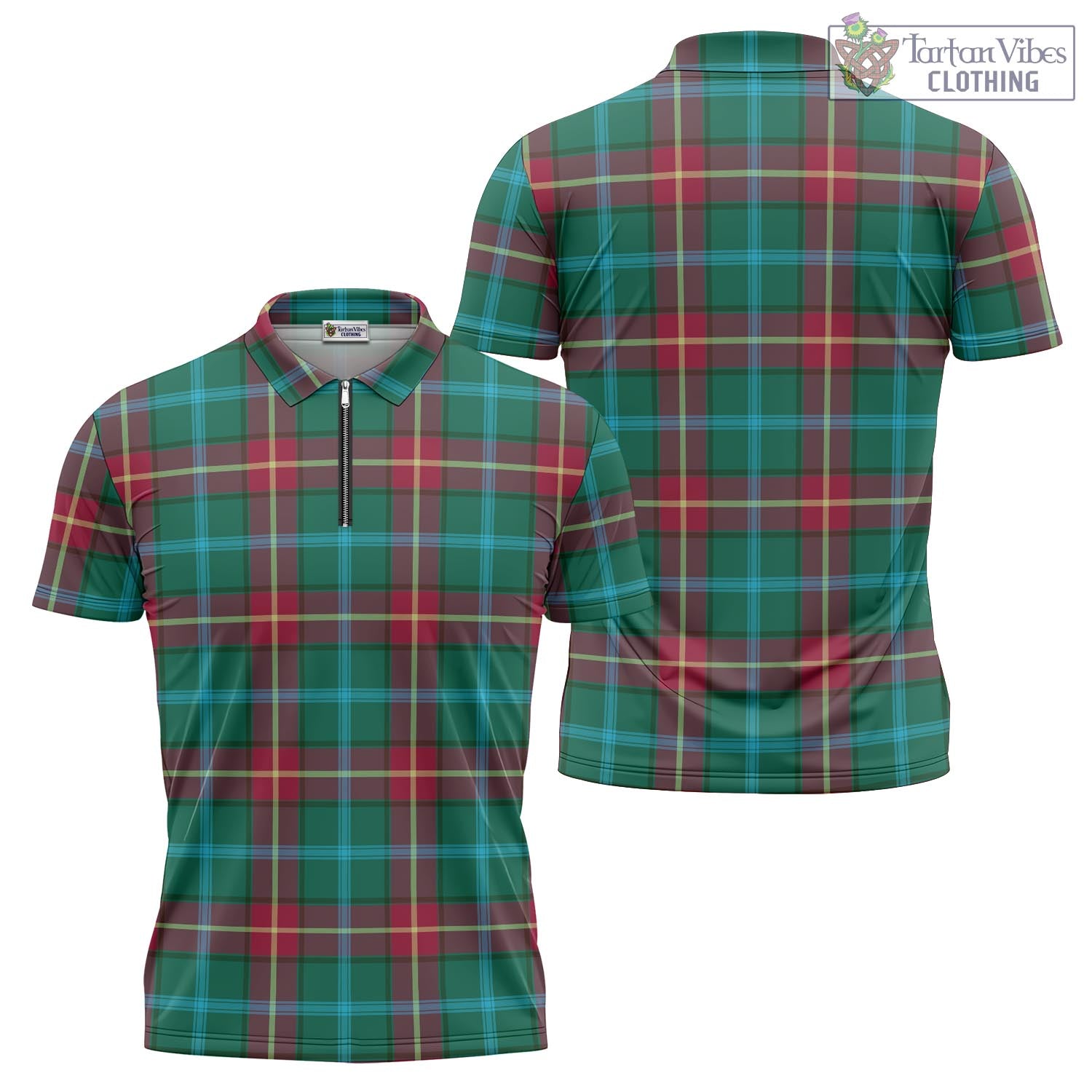 Tartan Vibes Clothing Manitoba Province Canada Tartan Zipper Polo Shirt
