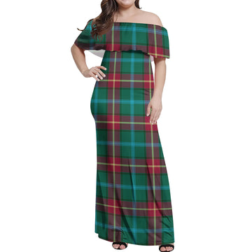 Manitoba Province Canada Tartan Off Shoulder Long Dress