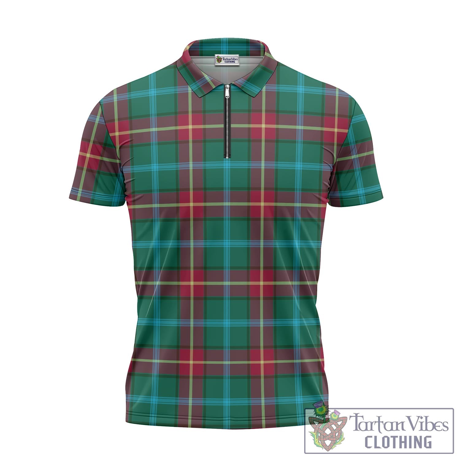Tartan Vibes Clothing Manitoba Province Canada Tartan Zipper Polo Shirt
