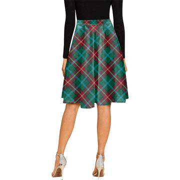 Manitoba Province Canada Tartan Melete Pleated Midi Skirt Cross Style