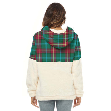 Manitoba Province Canada Tartan Half Style Women's Borg Fleece Hoodie with Half Zip