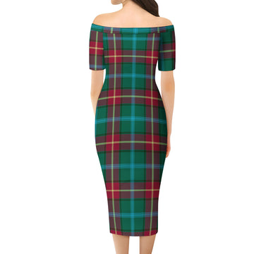 Manitoba Province Canada Tartan Off Shoulder Lady Dress