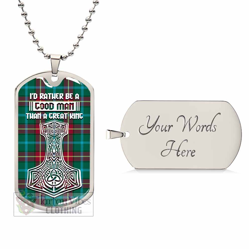 Tartan Vibes Clothing Manitoba Province Canada Tartan Dog Tag Necklace Viking Mjolnir Style