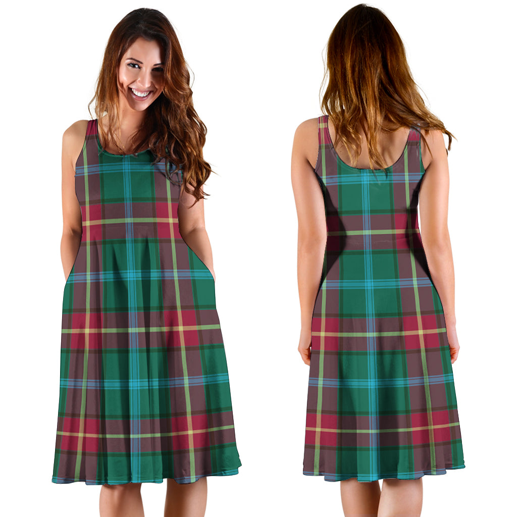 manitoba-province-canada-tartan-sleeveless-midi-womens-dress