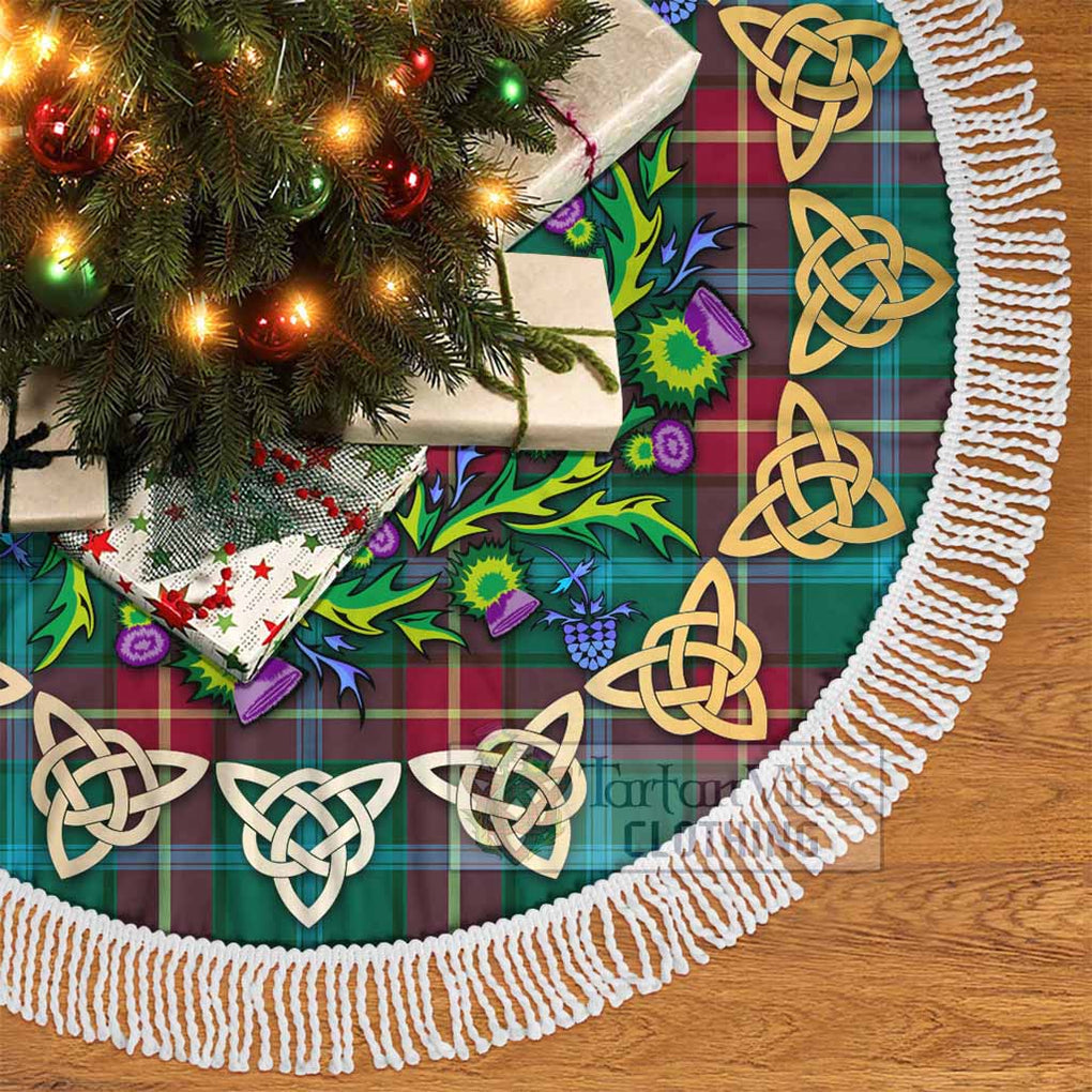Tartan Vibes Clothing Manitoba Province Canada Tartan Christmas Tree Skirt with Thistle Celtic Knot Style